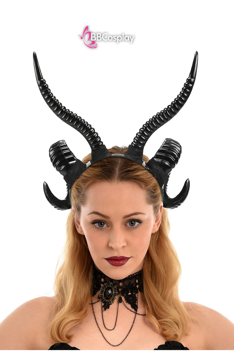 Phụ Kiện Cài Tóc Sừng Dê Gothic Đen Cho Cosplay