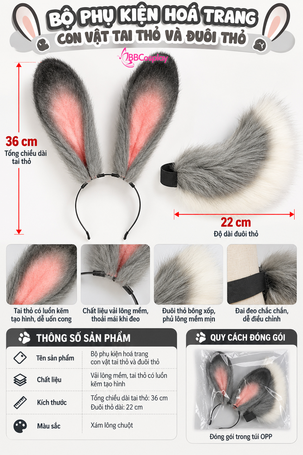 Bộ Tai Đuôi Thỏ Judy Trong Zootopia