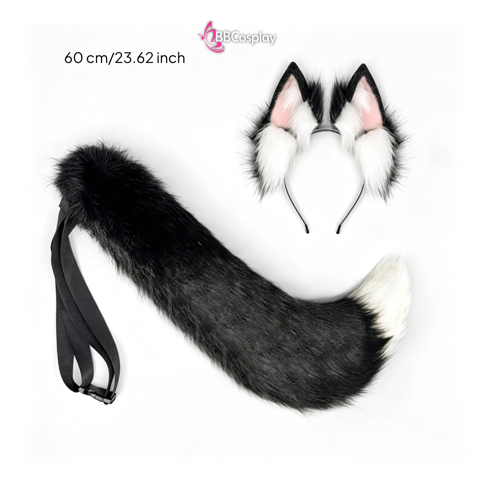 Bộ Tai Đuôi Chó Husky - Màu Xám Màu Đen