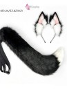 Bộ Tai Đuôi Chó Husky - Màu Xám Màu Đen