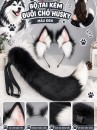 Bộ Tai Đuôi Chó Husky - Màu Xám Màu Đen