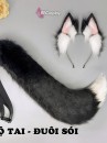 Bộ Tai Đuôi Chó Husky - Màu Xám Màu Đen