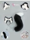 Bộ Tai Kèm Khuyên Và Đuôi Cáo Đen (Cáo Bạc) -Màu Đen
