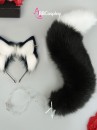 Bộ Tai Kèm Khuyên Và Đuôi Cáo Đen (Cáo Bạc) -Màu Đen