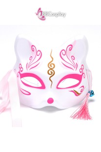 Mặt Nạ Hồ Ly Hồng Xoắn Nhũ Vàng