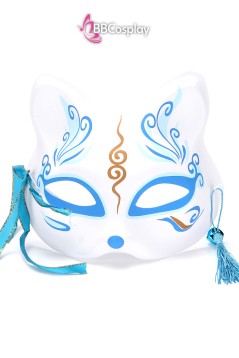 Mặt Nạ Hồ Ly Xanh Dương Nhũ Vàng