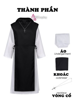 Trang Phục Hoá Trang Linh Mục  - Áo Trắng Khoác Đen