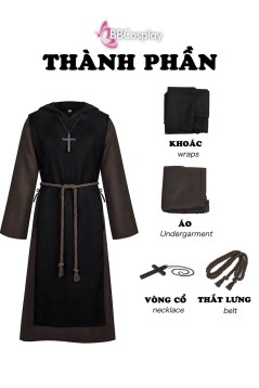 Trang Phục Hoá Trang Linh Mục  - Áo Nâu Khoác Đen