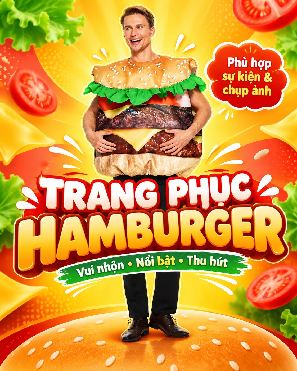 Trang Phục Mascot Hamburger Nóng Bỏng