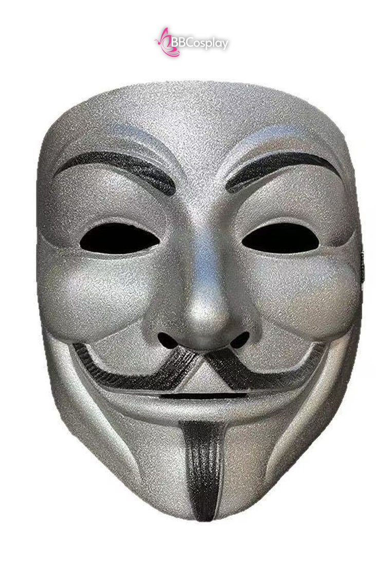 Mặt Nạ Hacker Anonymous Huyền Thoại  - Màu Bạc Mờ