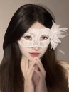 Mặt Nạ Nửa Mặt Ren Xuyên Thấu - Cài Hoa Trắng