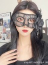 Mặt Nạ Nửa Mặt Ren Xuyên Thấu - Cài Hoa Đen