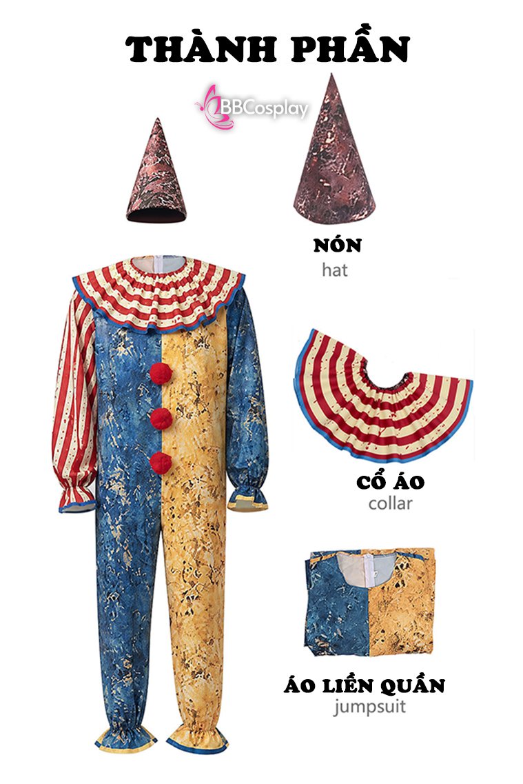 Trang Phục Joker Circus Clown - Trang Phục Chú Hề Vàng Xanh