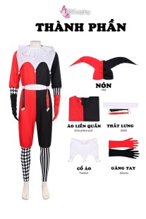 Trang Phục Joker Circus Clown - Trang Phục Chú Hề Đỏ Đen