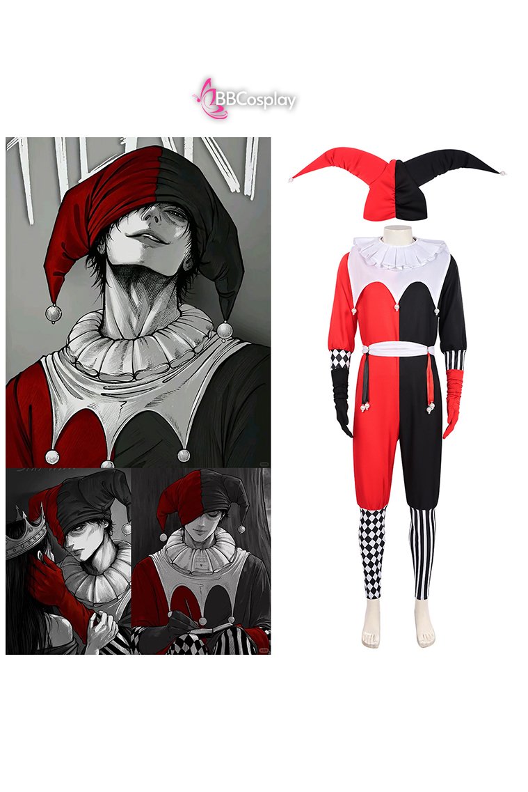 Trang Phục Joker Circus Clown - Trang Phục Chú Hề Đỏ Đen