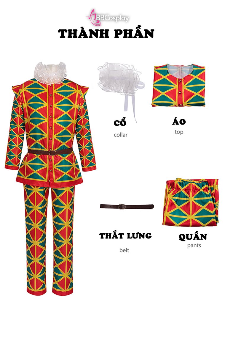 Trang Phục Joker Circus Clown - Trang Phục Chú Hề Kính Vạn Hoa