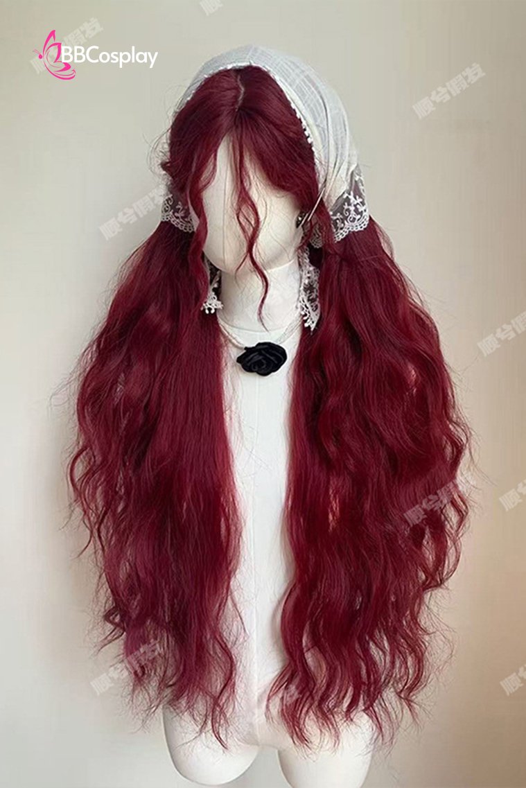 Tóc Giả Fairy Đỏ Đô 100Cm