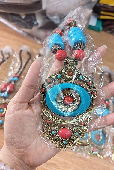 Vòng Trang Sức Tây Vực Tây Tạng Miêu Cương - Hình Ovan Màu Xanh Dương