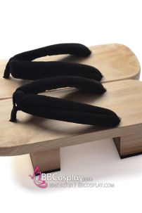 Guốc Gỗ Geta Bản Gỗ Đế Cao Quai Đen