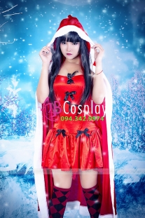 Đầm Noel Vải Phi Kèm Choàng