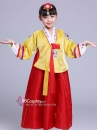 Hanbok Bé Gái Chuẩn Hàn Quốc Áo Vàng Váy Đỏ