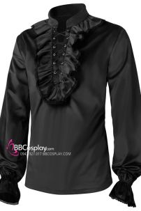 Áo Công Tước Quý Tộc Cổ Bèo Nhung Đen