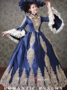 Đầm Bá Tước Châu Âu Xanh Navy Phối Ren 17Th Century
