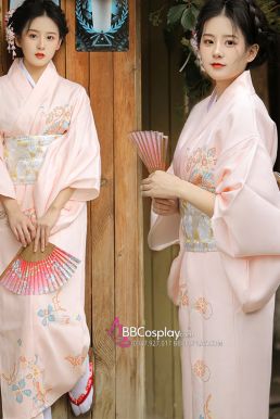 Áo Kimono Yukata Momo Ioro Tặng Kèm Thắt Lưng
