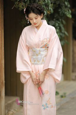 Áo Kimono Yukata Momo Ioro Tặng Kèm Thắt Lưng