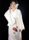 Yukata Trắng Hoa Cúc Đỏ Vintage Japanese