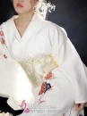 Yukata Trắng Hoa Cúc Đỏ Vintage Japanese