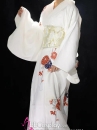 Yukata Trắng Hoa Cúc Đỏ Vintage Japanese
