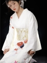 Yukata Trắng Hoa Cúc Đỏ Vintage Japanese