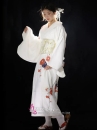 Yukata Trắng Hoa Cúc Đỏ Vintage Japanese