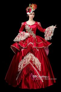 Đầm Regal Hoàng Gia Châu Âu Đỏ Phối Ren Bigsize