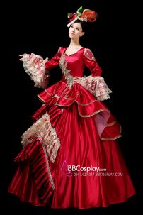 Đầm Regal Hoàng Gia Châu Âu Đỏ Phối Ren Bigsize