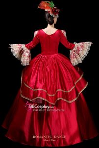 Đầm Regal Hoàng Gia Châu Âu Đỏ Phối Ren Bigsize