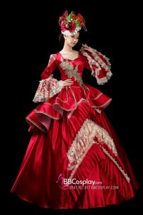 Đầm Regal Hoàng Gia Châu Âu Đỏ Phối Ren Bigsize