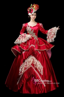 Đầm Regal Hoàng Gia Châu Âu Đỏ Phối Ren Bigsize