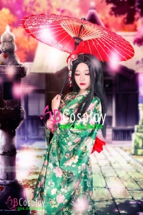 Kimono Gấm Hoa Xanh Lá