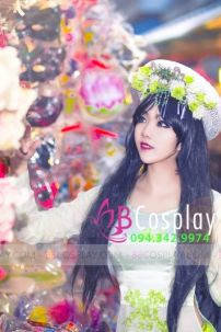 Áo Dài Trắng Hoa Xanh