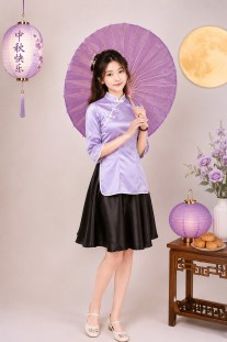 Trang Phục Nữ Sinh Trung Quốc Tím Nhạt