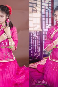 Sườn Xám Cách Điệu Hồng Son