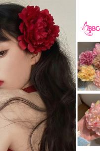 Phụ Kiện Hoa - Hoa Cài Tóc - Kẹp Hoa Lẻ - Hoa Mẫu Đơn