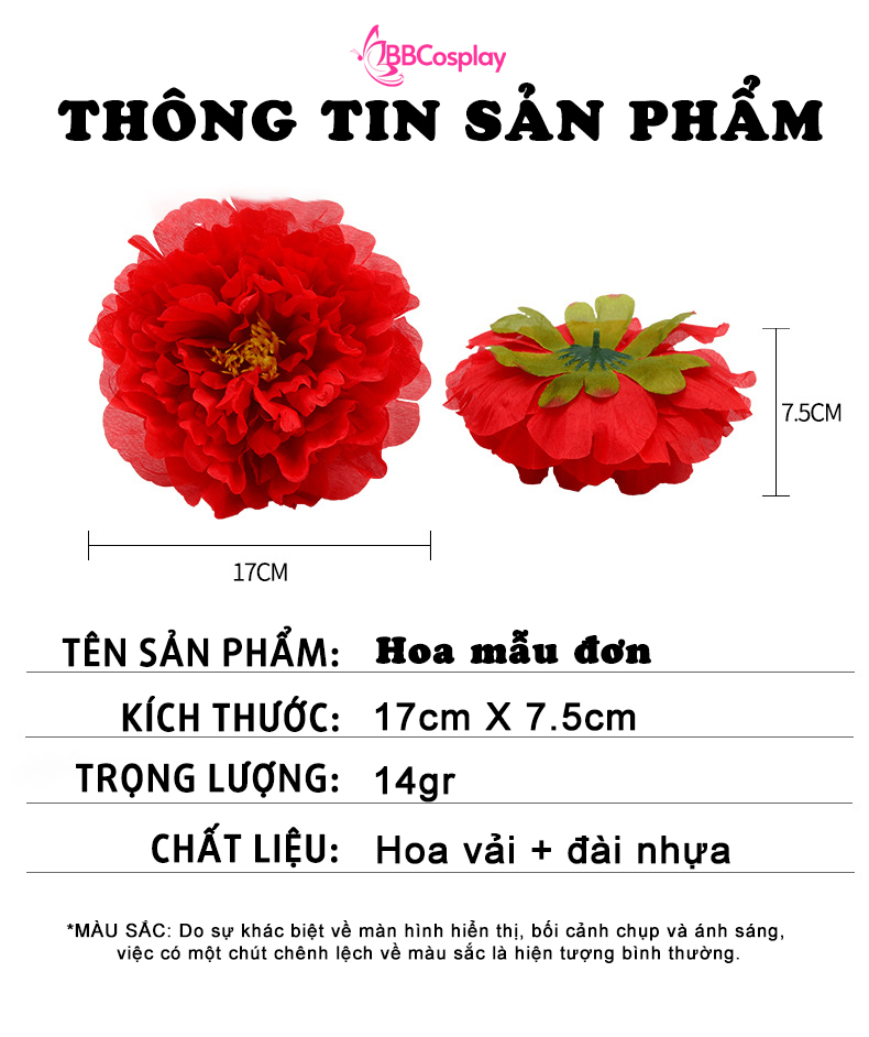 Phụ Kiện Hoa - Hoa Cài Tóc - Kẹp Hoa Lẻ - Hoa Mẫu Đơn