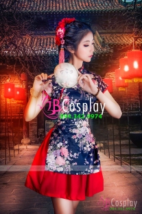 Qiloli Cách Tân Đen Phi Váy Đỏ