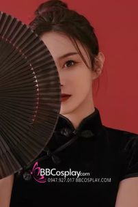 Quạt Xếp Đen Trơn