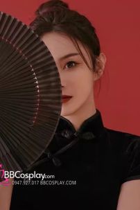 Quạt Xếp Đen Trơn