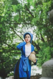 Đồ Cô Tấm - Áo Tứ Thân Xanh Yếm Trắng Trơn