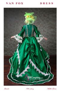 Đầm Châu Âu Xanh Lá Vintage 15Th Century